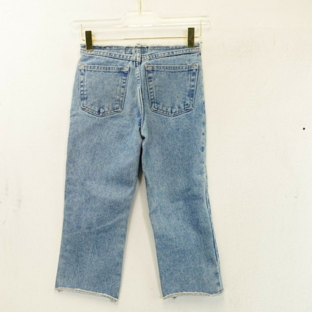 90s Y2K Festival Girls Jeans 8 Blue Distressed Denim Straight Raw Edge RAVE GIRL - Picture 11 of 11